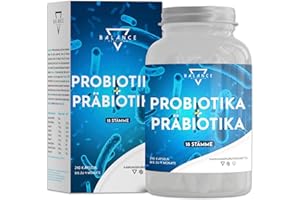BALANCE NUTRITION PROBIOTIKA UND PRÄBIOTIKA - 240 KAPSELN | Probiotika Kapseln | Probiona Kulturen Komplex Kapseln | Präbiotika, Verdauungsenzyme + Inulin | Flora Aufbau | Bis zu 20 Mrd KbE