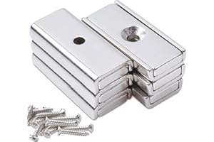 DGDUBRB Rechteckig Magnete Mit Loch, 30x13.5x5mm Magnete Stark zum Anschrauben, Neodym Magnet Extra Starke, Magneten Starker Halt, Supermagnet Magnete Stark Flach, Magnete zum Basteln, Industrie【6Stück】