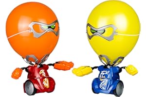 YCOO SilverLit Robo Kombat Balloon Puncher - 2 x Remote Control Battling Robots with Cool Sounds Effects, LED Eyes for Balloon Bursting Battles - for Boys and Girls 5-14 years, Robot Toy
