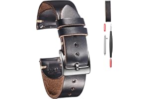 HEMSUT H Cinturini in pelle per uomo, Horween cinturino in pelle a sgancio rapido per orologio vintage sostituzione Wrap di 18 mm, 20 mm, 22 mm