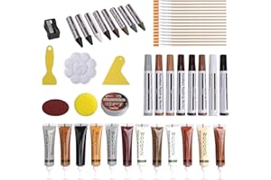SAMAMOCA Kit Reparation Parquet, 47 Pièces Kit De Réparation Pour Bois, Kit de réparation pour rayures, fissures, trous, portes de table, armoires, stratifié, restauration de tous les meubles en bois
