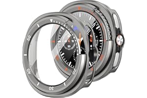 LINTEKER 2 Pack Screen Protector Case for Samsung Galaxy Watch 8 Classic 46mm, Hard PC Bumper + HD Anti-Fog, Protective Cover for Galaxy Watch 8 Accessories, Silver/White and Orange