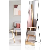 Miroir Corporel 2 En 1 HOMASIS - Mural Ou Sur Porte, Réglable En Hauteur, Cadre Métal Or/Noir/Argent