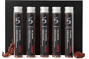 CHILLI NO. 5 Coffret cadeau de flocons de piments séchés - 5 tubes en verre de 15 g