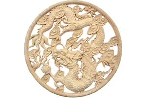 Kesheng Wooden Ornament Dragon Carving Round for Furniture Cabinet Wall Decoration Multi-Way