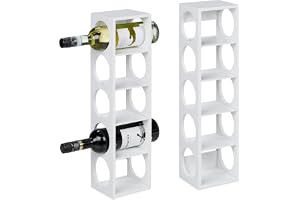 Relaxdays vinställ för 5 flaskor, 2-pack, vinställ i bambu