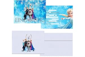 VAVICRAP Elsa Einladungskarten Kindergeburtstag, 12 Stück Einladungskarten mit 12 Umschläge Geburtstag Einladungskarten Madchen Party Einladungen Mädchen für Geburtstag Abschlussball Thema Partys