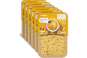 Trevijano Cous Cous Oriental: 6 barquettes de 300 g chacune. Sans additifs ni conservateurs, uniquement des ingrédients végétaux déshydratés: cous cous, oignon, poivron vert, poivron rouge, curry