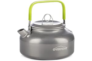 OVERMONT 0.8/1.2L Camp Kettle Camping Cookware Set Outdoor Cooking Mess Kit Pots Pans Portable for Backpacking Hiking Trekking Picnic Fishing Mountaineering
