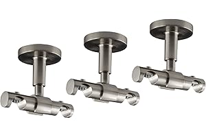 Victoria M. Gardinenstangen-Halterung Decke Deckenhalter Vorhangstange, 2-läufig, Silber, Ø 16 mm, 3er Pack