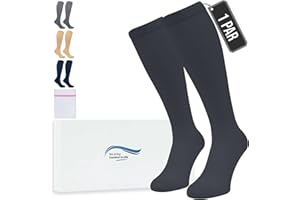 360 Relief Medias de Compresión para Mujeres y Hombres - 1 Par Calcetine de Compresión para Deportes, Correr, Volar, Viaje, Trabajo, Footing - S/M Negro con Bolsa de Malla