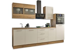 Stella Trading Capri Moderno Angolo Cottura Senza elettrodomestici, Effetto Certificato FSC, spaziosa Cucina attrezzata con Molto Spazio, Legno ingegnerizzato, Bianco/Rovere Artisan, 280 x 168 x 58 cm
