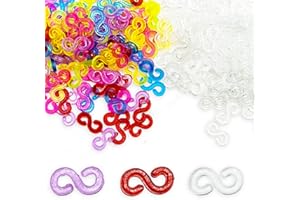 MAOQYE 600 Pieces Loom Bands S Clips, Colorful Rubber Band Clips Loom Band Connectors Plastic Connectors Refills Kit Loom Band Hooks for Weaving Necklace Jewelry Accessories DIY Craft Making