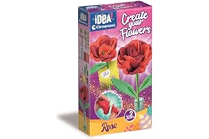Clementoni Idea - Create Your Flowers, Kit créatif pour Composer des Fleurs, pour Enfants de 8 Ans, avec 2 Roses en Papier à Assembler et à Personnaliser, idée Cadeau de Jeu Made in Italy, Langue