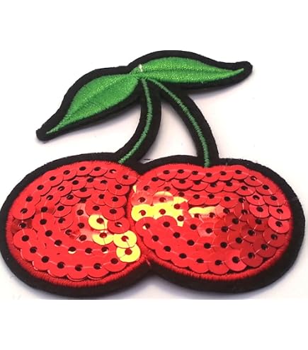 6 Stück Bügelpatches Mit Kirschen-Motiv – Rot/grün, Ca. 6,5 Cm – Zum Aufnähen Oder Aufbügeln Auf Kleidung