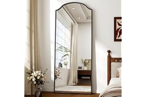 ‎KOONMI Koonmi 165 x 60 cm Ganzkörperspiegel - Einzigartiger gewölbter Oberkörper, für Garderobe, Schlafzimmer, hängend, stehend oder Sich anlehnen, schwarz