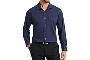 Enlision Camicia Uomo Manica Lunga No Stiro Elasticizzata Elegante Camicia che non si Stropiccia Uomo con Bottoni Antigrinza Taglio Regolare Formale da Ufficio con Tasca