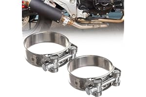 DOG'S BOOTY 2PCS Abrazadera de tubo de escape de moto Abrazadera Escape Abrazadera Escape Moto 52-55mm Abrazaderas Metalicas de Presion de ajustable 304 Abrazaderas de Acero Inoxidable para Conexión de Escape