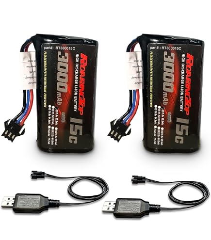 Batería Recargable Li-ion 7,4V 1200mAh Con Conector SM-3P Para Camiones Y Coches RC – Compatible Con Huina 1575, DE43, MN99 Y Más (pack De 2 Unidades)