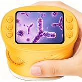 ASPOVEN 1000X Kids Microscope, Photo and Video Function (Yellow) | Portable Digital Microscope with 2 Inch IPS Screen, 8 Adju