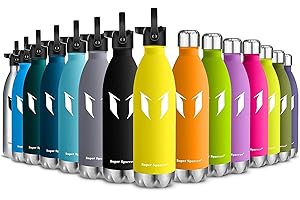 Super Sparrow Botella Agua Acero Inoxidable - Botella Agua Niños - 350ml/500ml/750ml - Botella Termica + Paja (2 Tapones) - Sin BPA, para Niños & Adultos, Deporte, Oficina, Yoga, Ciclismo