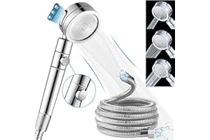 BOCHION Soffione Doccia con 2m Tubo, Doccino Per Doccia Alta Pressione 3 Tipi di Getto, Doccetta Per Doccia Risparmio Idrico con Ona Fermata Dell'Acqua Chiave, Telefono Doccia Cromo Regolabile a 360°, Argento