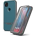 ENCASED Shockproof Pixel 4a Case with Screen Protector (Rebel Shield) Full Body Protective Cover with Build-in Screen Guard for Google Pixel 4a - Blue