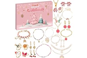 Humairc Adventskalender Schmuck 2025 Weihnachtskalender Schmuck Teenager Mädchen Damen Weihnachtskalender 2025 Schumcke Damen Teenager Mädchen Halskette Ohrringe Armbänder