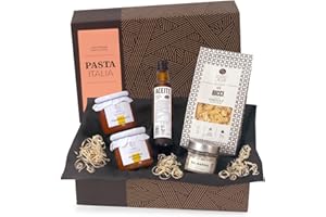 ‎JAMON.DE Geschenk-Set PASTA ITALIA | Gefüllter Präsentkorb mit italienischen Nudeln, mediterraner Feinkost, nativem Olivenöl und Meersalz | jamon.de