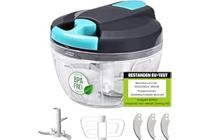 SOMLAW Mini tritacarne manuale, 520 ml tritacipolle, senza BPA, tritacipolle tritare e mescolare per verdure, cipolle, aglio, zenzero, noci, erbe, frutta (grigio blu)