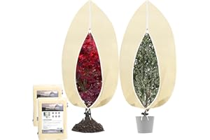 BSFeel 2 Stück 80g/㎡ -XL(180 * 120CM) Größe winterschutz für Pflanzen-Atmungsaktiv-Reißfest-Wiederverwendbar- Winterabdeckung mit Reißverschluss für Olivenbäume,Palmen (Beige)