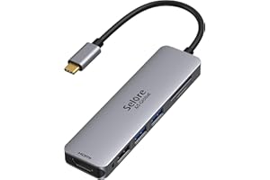 Adaptateur USB C, Hub USB C HDMI 4K, Ports USB 3.0, Lecture de Carte SD/TF, Dock Multiport 6-en-1 pour MacBook Pro M1 2022 MacBook Air 2021 ChromeBook Pixel iPad Pro Tablette Type C