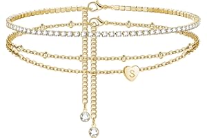 GIFT4U Fußkettchen für Damen - Gold Fussketten für Frauen mit Herz Anhänger A-Z Buchstaben Fußkette Verstellbar Fußschmuck Sommer Geschenke für Frauen Teenager Mädchen