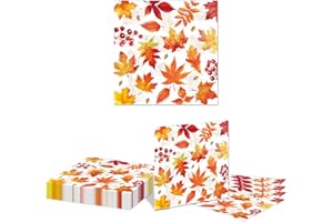 Kotkiddy 48 Pezzi Tovaglioli di Carta Foglie d'Acero USA e Getta per Pranzo Autunnali Festa del Ringraziamento