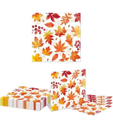 20 Tovaglioli Di Carta Autunnali Foglie D'Acero 33x33cm | Decorazione Tavola Herbst
