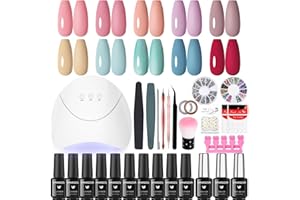 VANREESA Uñas Semipermanentes Kit Completo 10 Colores y Lámpara U V Kit Uñas Semipermanentes con Mate Top Coat Kit Manicura Semipermanente Regalos para Mujeres