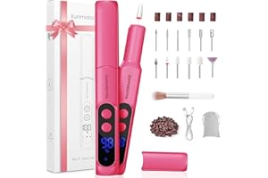 XunmotorYao Lima de Uñas Eléctrica Profesional Portátil Recargable Ajustable Lima de Uñas Eléctrica con Punta de Cerámica 3 Velocidades,Rojo rosa