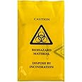 100x Yellow Biohazard Bags - 35cm x 20cm - Self Seal Clinical Sick/Vomit Disposal