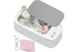 WINUOYANG Ultrasonic Cleaner Machine, Portable Ultrasonic Jewellery Cleaner Glasses Cleaner with 3 Cleaning Modes and Timer for Jewelry Rings Eyeglasses Watches