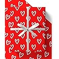 Anniversary Wrapping Paper - HUGE 43% BIGGER [84cm x 60cm] Eco Friendly Recyclable Love Heart Gift Wrap for Wedding Anniversary, Birthday or Valentines Day (4 Sheets & 4 Tags)