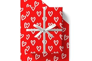 ECO WRAP Valentines Wrapping Paper - HUGE 43% BIGGER [84cm x 60cm] Eco Friendly Recyclable Love Heart Gift Wrap for Wedding, Anniversary, Birthday or Valentines Day (4 Sheets & 4 Tags)