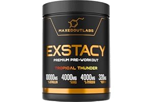 ‎MAXEDOUTLABS EXSTACY Pre Workout Booster - Premium Pump Booster & Trainingsbooster | Hochdosiert | Pre Workout | für Fitness & Gym | Fitness Pulver Energy | Hardcore Trainings Pre-workout (Tropisch)