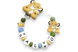 Personalised Dummy Chain with Name for Babies, Universal Dummy Clip, Ideal Gift Idea (Simba)