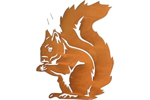 bowarepro Scoiattolo in ruggine, statuetta decorativa in metallo arrugginito, decorazione da giardino, per esterni, cortile, cortile, giardino, prato esterno (28 x 21 cm)