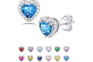 Seleneva Birthstone Stud Earrings for Women Sterling Silver Dainty Earrings Crystal Zirconia Stud Earrings Birthday Christmas Valentine's Day Jewellery Gifts for Mum Sisters Girlfriend
