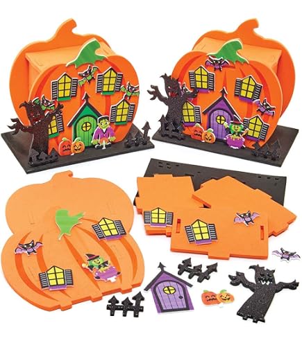 QIURUYUE 6 mostri kit fai da te in feltro per bambini Halloween kit creativi artigianato artigianato con gomma espansa adesivi per ragazzi ragazze
