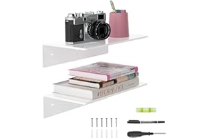 ‎SEZANRPT Sezanrpt 30cm Weiß Acryl Wandregale 2er-Set, Weiß schwimmend Regal, Wand montierte Regale für Funko Pop Regale, Smart Lautsprecher, Pflanzen, Bilderrahmen, Digitaluhr