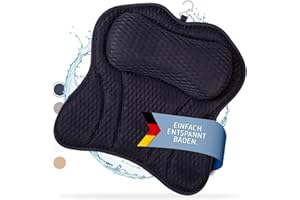 Toniamo Badewannenkissen | Premium Badekissen für Badewanne mit Kopfstütze & Nackenstütze | Kissen ideal als Badewannen Nackenkissen & Kopfkissen | Ergonomisches Wannenkissen mit Saugnäpfen | Blau