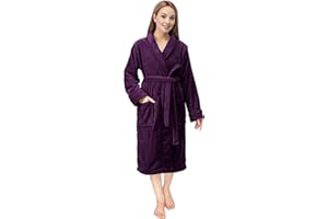 NY Threads Luxury Women’s Dressing Gown Super Soft Fleece Bath Robe Cozy Shawl Collar Loungewear and Nightwear