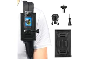 WISETEN Zaino Tracolla Staffa Girevole 360 Gradi con Spallacci Regolabile per GoPro Hero 13/12/11/10/9/8/7/6/5 Balck, DJI Osmo Action 5 Pro 4 3 Insta360 X4 X3 Fotocamera Supporto Zaino Accessori